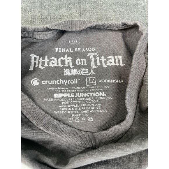 Attack On Titan T Shirt Men M Gray Final Season Anime Manga Crunchyroll Ripple - Picture 3 of 7